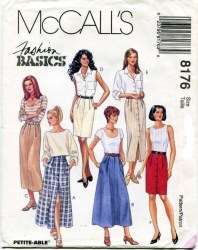 8176 MCCALLS  STRAIGHT OR FLARE BUTTON OR FLY SKIRT LENGTHS PATTERN 14-18; 18-22 choice UNCUT